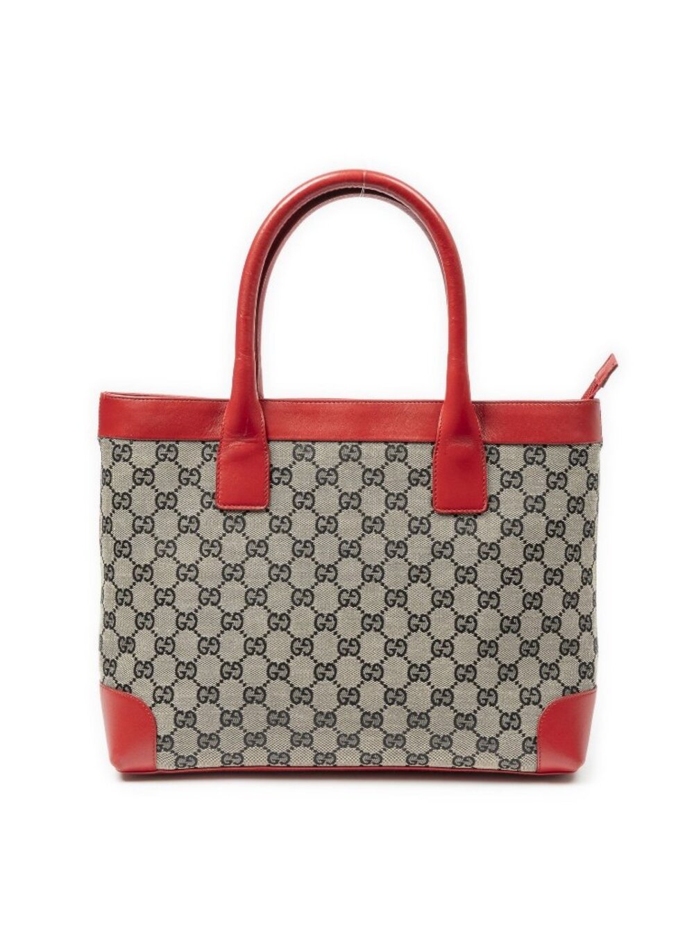 Gucci Zip Shopping Tote Red Black Beige GG Canvas